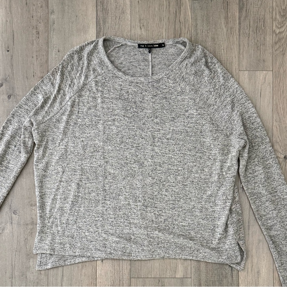 rag & bone Heather Gray Long Sleeve Relaxed Long Sleeve Sweatshirt - Picture 2 of 5